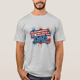 Baseball Dad Shirt Patriotic Splatter Tee