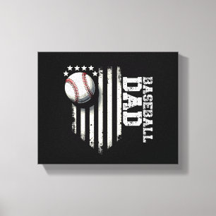 Baseball DAD USA American Flag Fathers Day 4th of Canvas Print