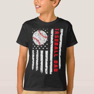 Baseball dad usa american flag fathers day 4th of T-Shirt