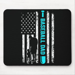 Baseball Dad Usa Flag Baseball Mouse Pad