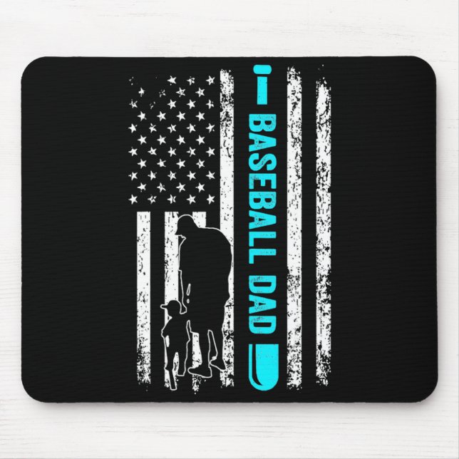Baseball Dad Usa Flag Baseball Mouse Pad (Front)