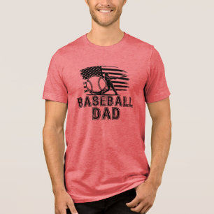 Baseball Dad USA Flag Tri-Blend Shirt