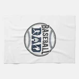 Baseball Dad Vintage Engraving Shirt Design_1 Kitchen Towel