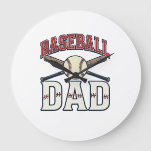 Baseball Dad Vintage Engraving Shirt Design_1 Large Clock