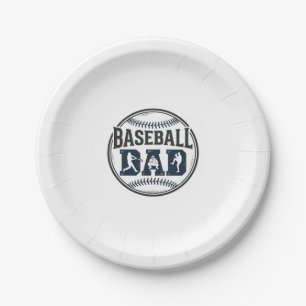Baseball Dad Vintage Engraving Shirt Design_1 Paper Plate