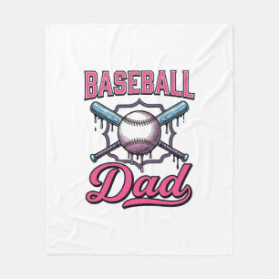 Baseball Dad Vintage Engraving T-Shirt Design (2)_ Fleece Blanket