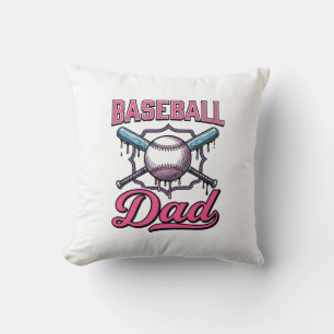 Baseball Dad Vintage Engraving T-Shirt Design (2)_ Throw Pillow