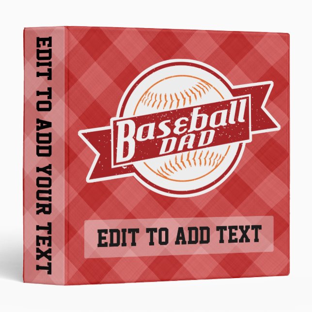 Baseball Dad Vinyl Binder, Personalize It! Binder (Front/Spine)