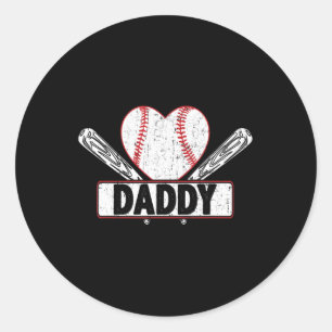 Baseball Daddy Matching Family Softball Baseball L Classic Round Sticker