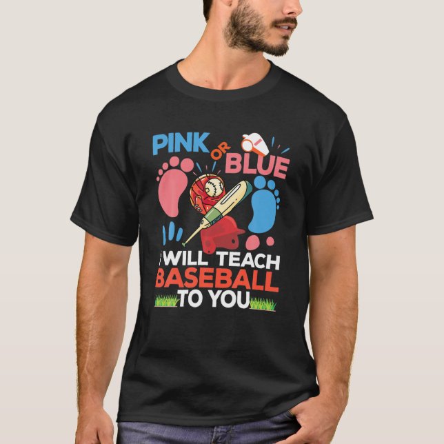 Baseball Daddy To Be Gender Reveal Baby Shower Pre T-Shirt (Front)