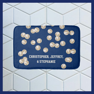 Baseball Dark Blue, Choose Your Colour Personalize Bath Mat