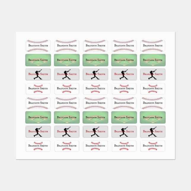 Baseball Designs Name Labels (Sheet)