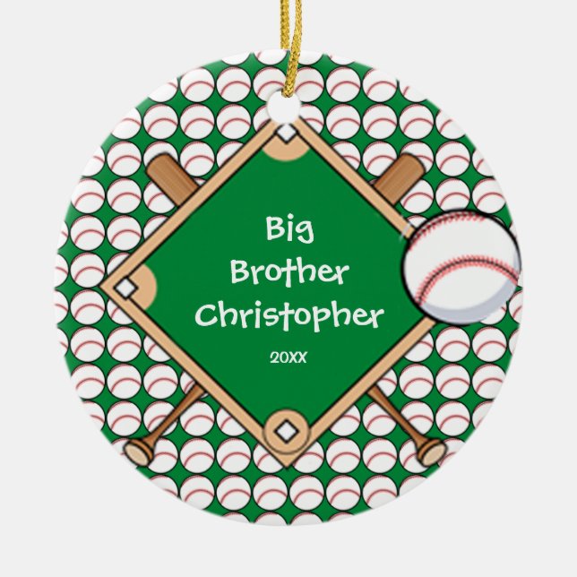 BaseBall Diamond Big Brother Christmas Ornament (Front)
