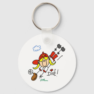 Baseball Dive Girls Softball T-shirts and Gifts Keychain