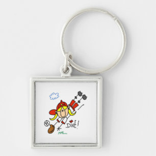 Baseball Dive Girls Softball T-shirts and Gifts Keychain