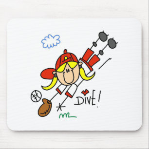 Baseball Dive Girls Softball T-shirts and Gifts Mouse Pad