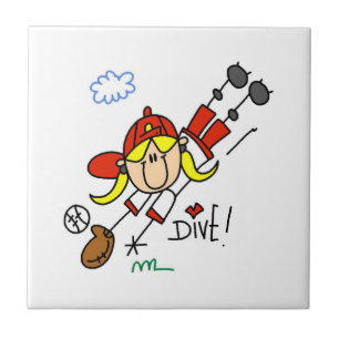 Baseball Dive Girls Softball T-shirts and Gifts Tile