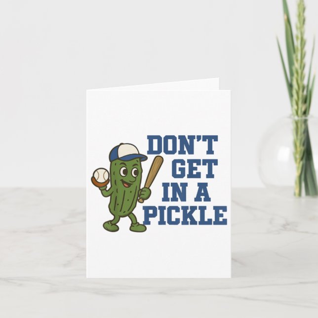 Baseball Dont Get In A Pickle Funny Baseball Retro Card (Front)