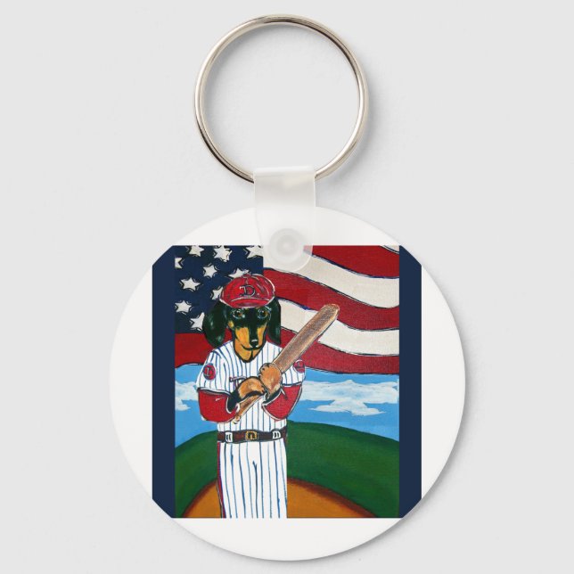 Baseball doxie keychain (Front)