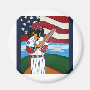 Baseball doxie magnet