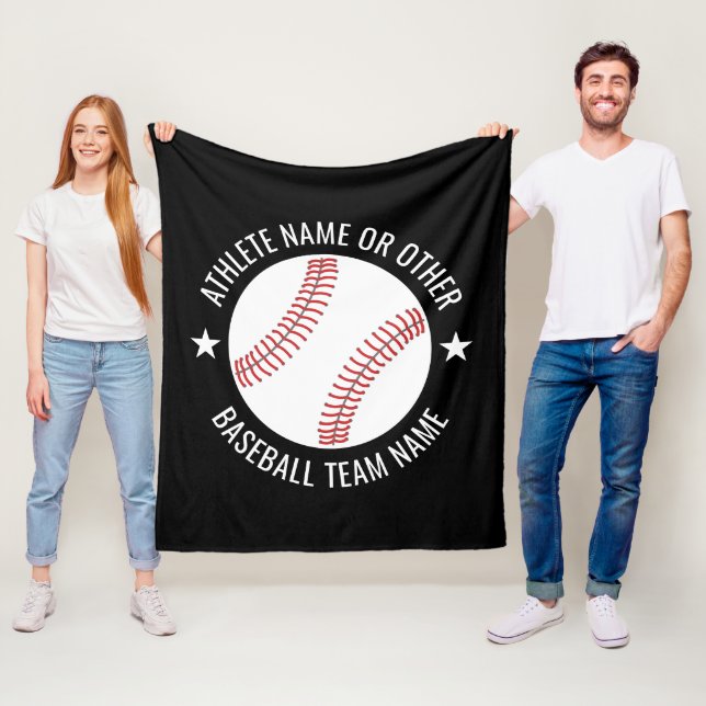 Baseball Drawing with Team and Athlete Name modern Fleece Blanket (In Situ)