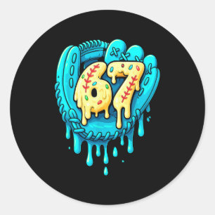 Baseball Drip 6 7 Number 67 Six Seven Meme Mens Bo Classic Round Sticker