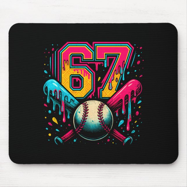 Baseball Drip 6 7 Number 67 Six Seven Meme Mens Bo Mouse Pad (Front)