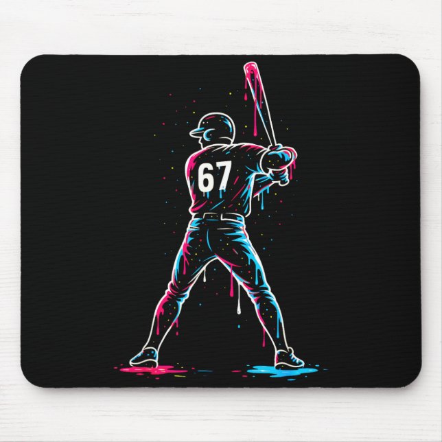 Baseball Drip 6 7 Number 67 Six Seven Meme Mens Bo Mouse Pad (Front)