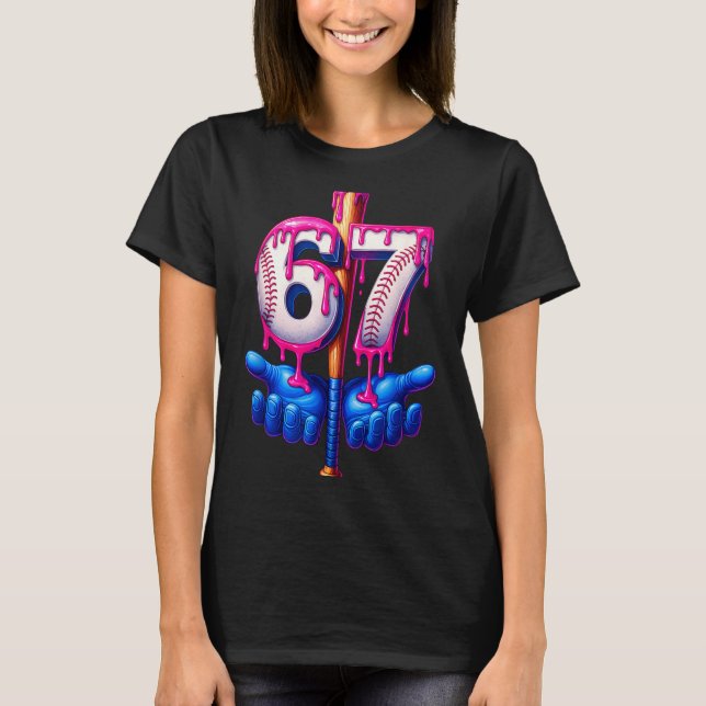 Baseball Drip 6 7 Number 67 Six Seven Meme Mens Bo T-Shirt (Front)