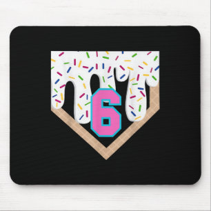 Baseball Drip 6th Birthday Home Plate Boys Youth 6 Mouse Pad