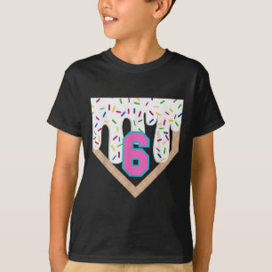 Baseball Drip 6th Birthday Home Plate Boys Youth 6 T-Shirt