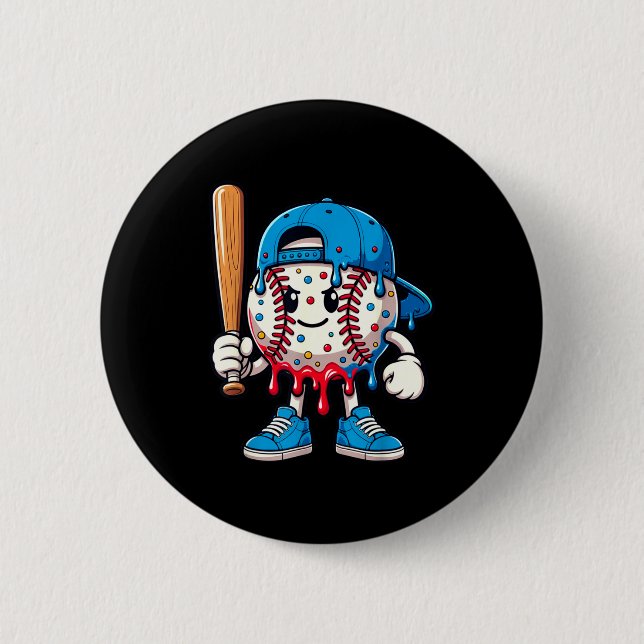 Baseball Drip Baseball Life Style 101 Apparel Yout 2 Inch Round Button (Front)