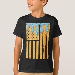 Baseball Drip Bat Boys Dripping Ice Cream American T-Shirt