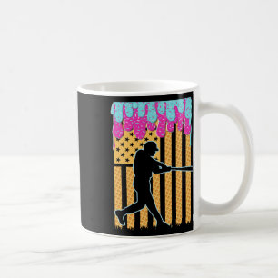 Baseball Drip Bat Boys Ice Cream American Flag 4th Coffee Mug
