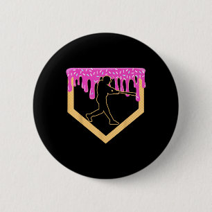 Baseball Drip Boy Home Plate Ice Cream Youth Baseb 2 Inch Round Button