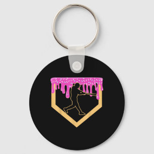 Baseball Drip Boy Home Plate Ice Cream Youth Baseb Keychain