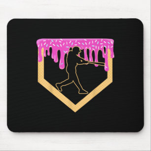 Baseball Drip Boy Home Plate Ice Cream Youth Baseb Mouse Pad