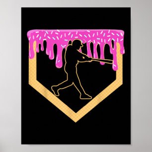 Baseball Drip Boy Home Plate Ice Cream Youth Baseb Poster