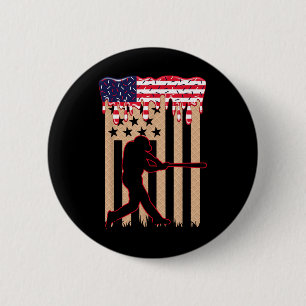 Baseball Drip Boys Dripping Ice Cream 4th July Ame 2 Inch Round Button