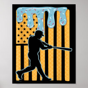 Baseball Drip Boys Dripping Ice Cream Baseball Ame Poster