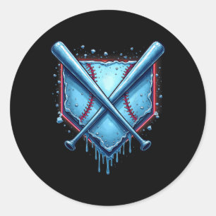 Baseball Drip Boys Home Plate Ice Respect The Drip Classic Round Sticker
