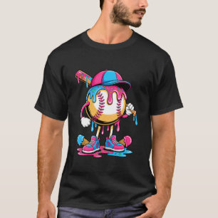 Baseball Drip Boys Ice Cream Drip Baseball Funny S T-Shirt