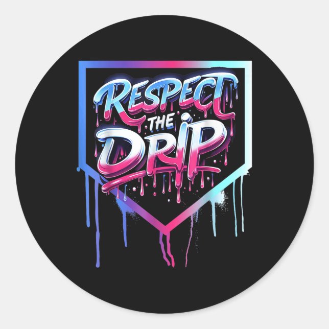 Baseball Drip Boys Ice Cream Drip Youth Respect Th Classic Round Sticker (Front)