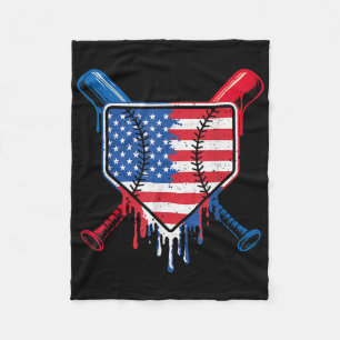 Baseball Drip Boys Ice Cream Patriotic American Fl Fleece Blanket