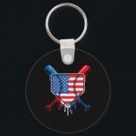 Baseball Drip Boys Ice Cream Patriotic American Fl Keychain<br><div class="desc">Baseball Drip Boys Ice Cream Patriotic American Flag</div>