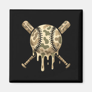 Baseball Drip Camo Baseball Bats Boys Sports Cool  Magnet