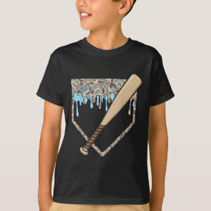 Baseball Drip Camo Baseball Home Plate Bat Boys Sp T-Shirt