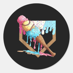 Baseball Drip For Boys Home Plate Ice Cream Drip Y Classic Round Sticker