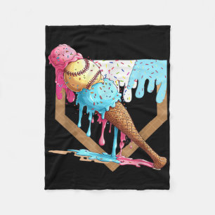 Baseball Drip For Boys Home Plate Ice Cream Drip Y Fleece Blanket