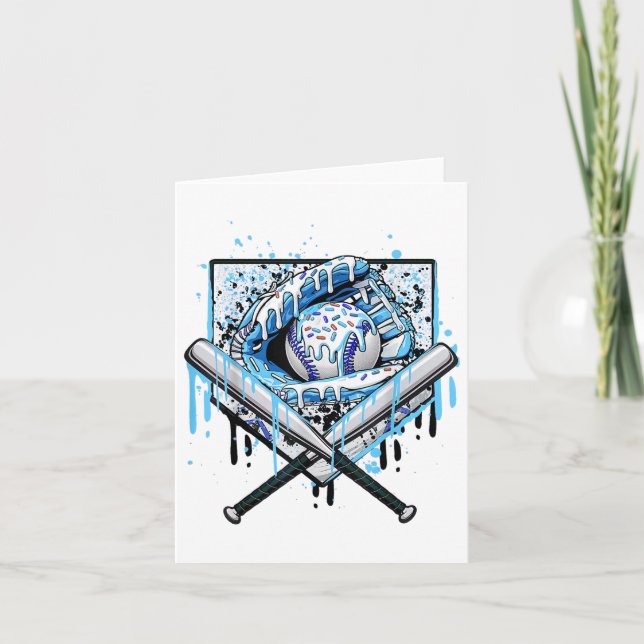 Baseball Drip For Boys Ice Cream Drip Youth Boys B Card (Front)